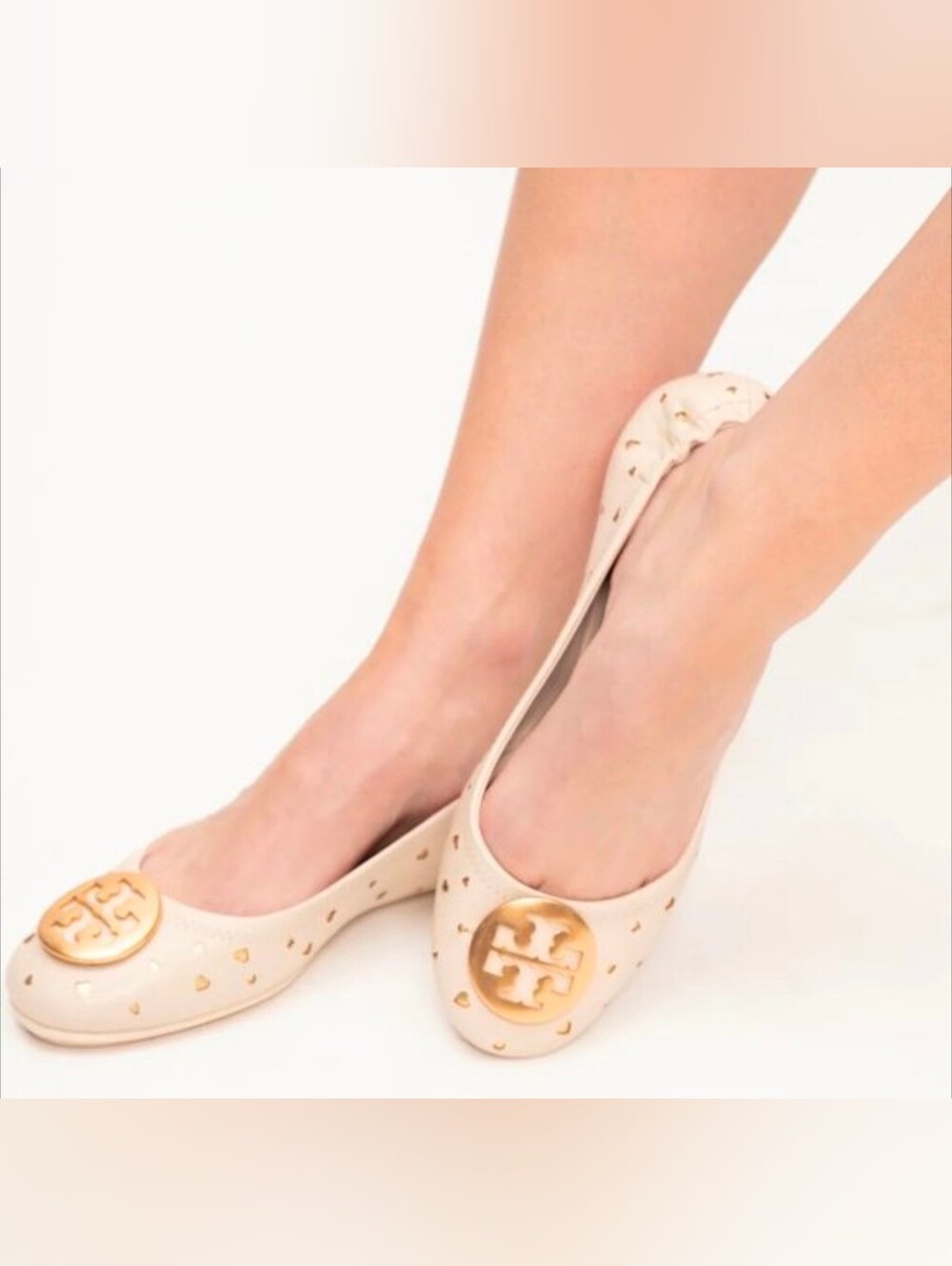 TORY BURCH LIMITED EDITION MINNIE HEART CUTOUT LEATHER REVA BALLET FLATS 9